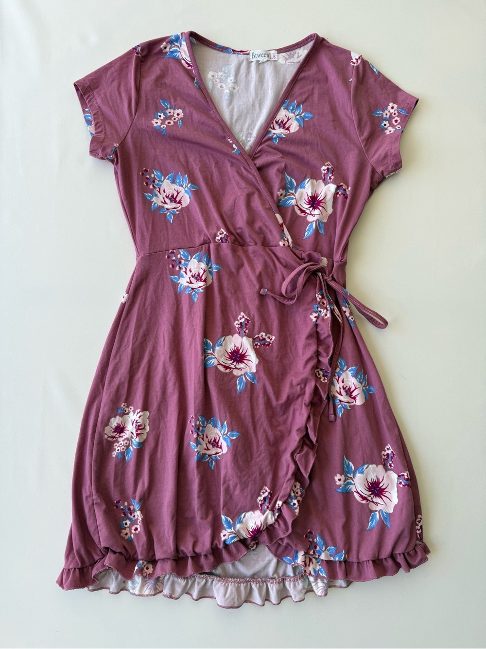 BtweenUs Floral Faux Wrap Dress – Women’s Size Large